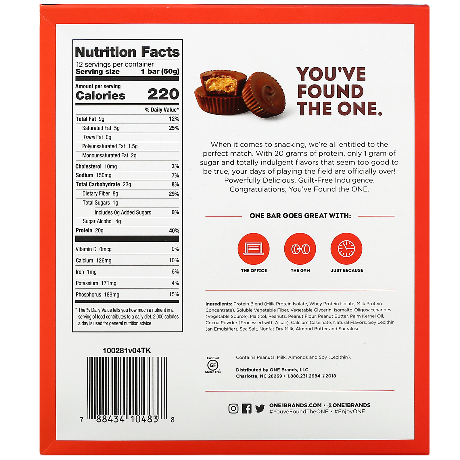 One Brands, ONE Bar, Peanut Butter Cup, 12 Bars, 2.12 oz (60 g) Each - Imagem 3