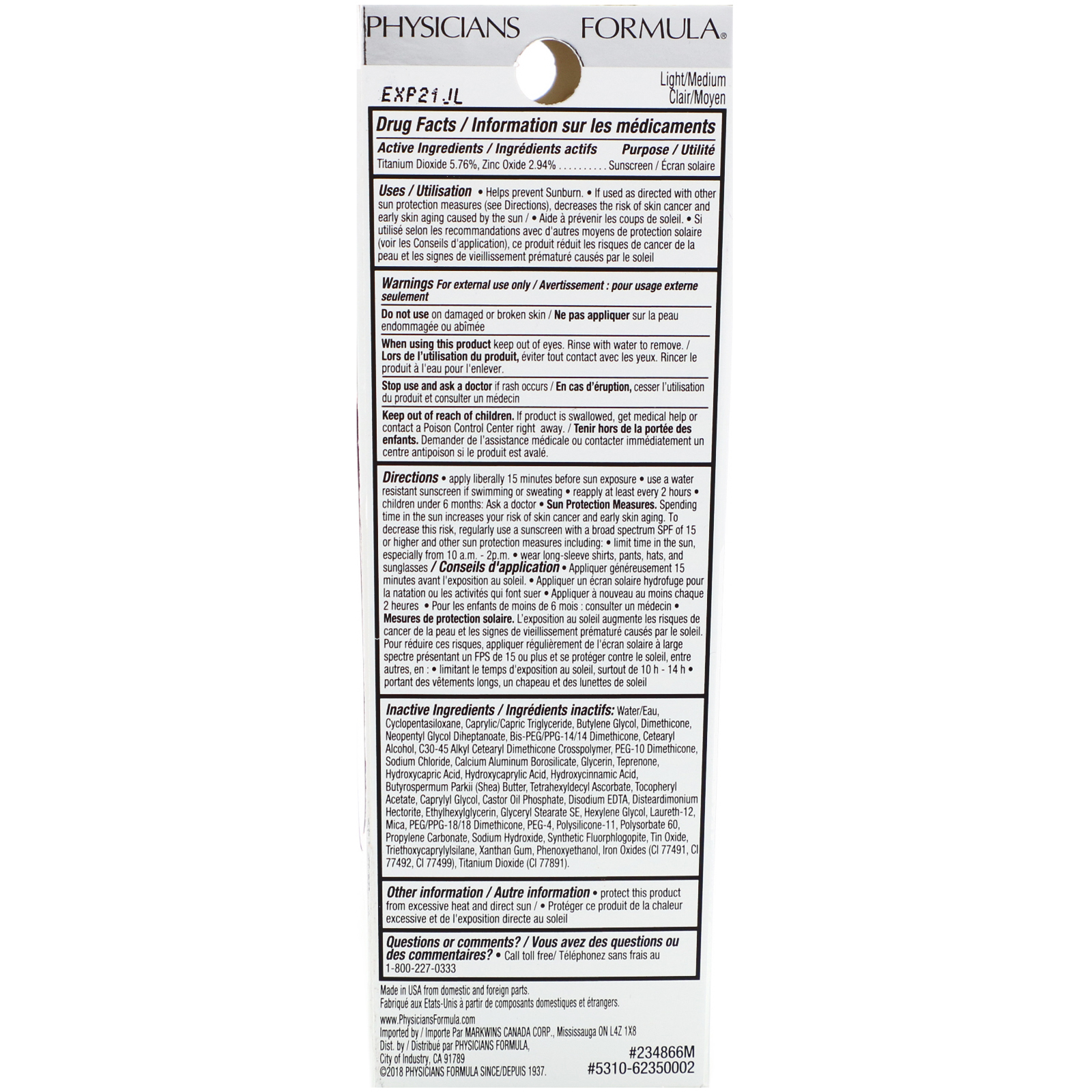 Physicians Formula, Super correção de cor+, correção de cor e cuidado + creme, FPS 30, leve/médio, 1,2 fl. oz. (35 mL) - Imagem 3