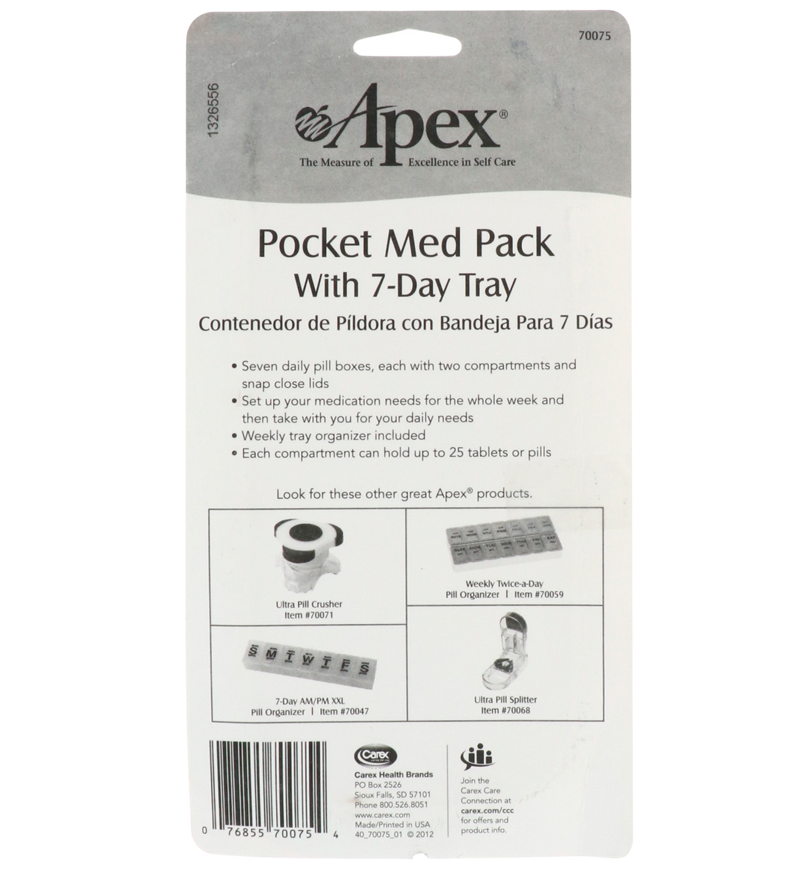 Apex, Pack de Bolso para Medicamentos com Bandeja para 7 Dias - Imagem 2