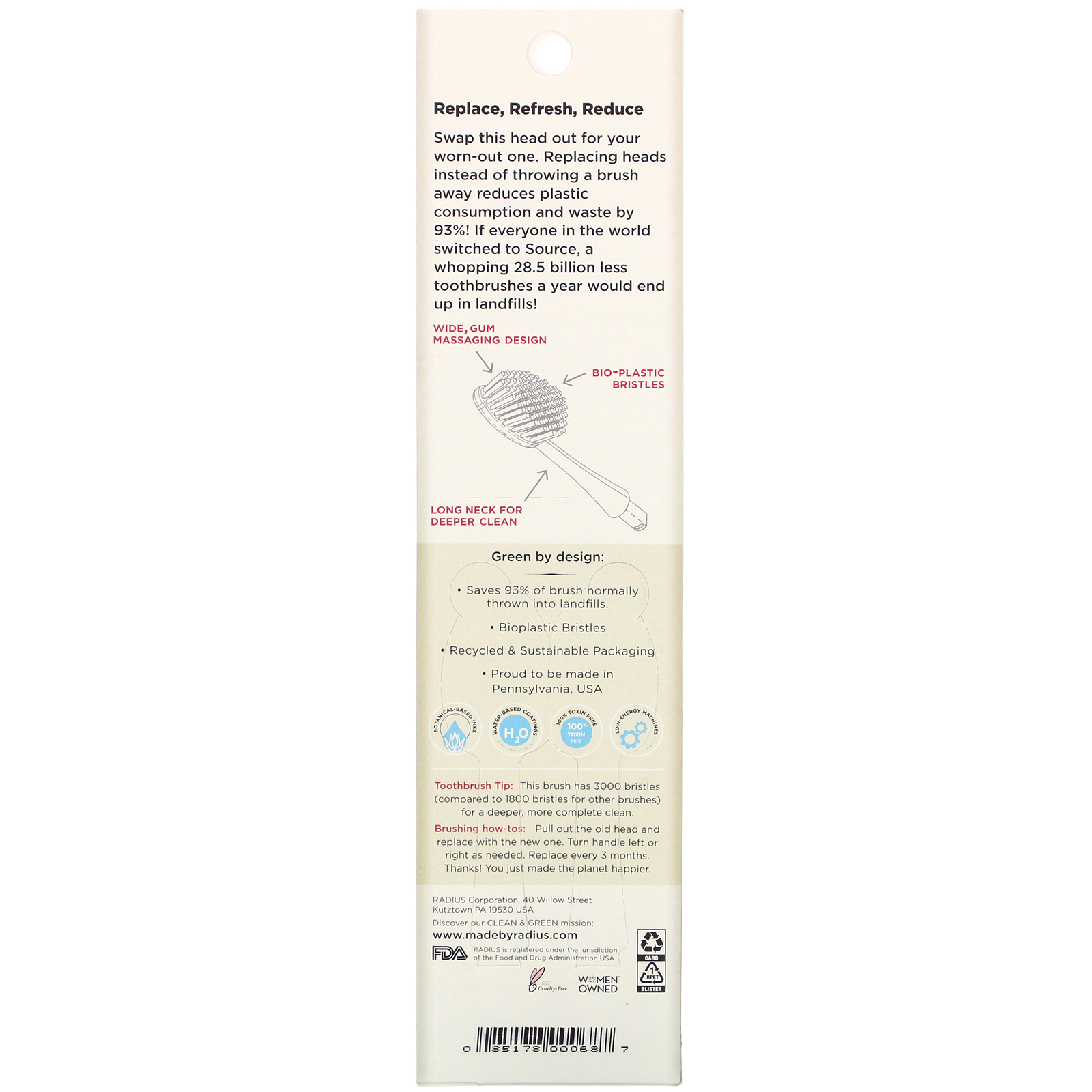 RADIUS, Brush Head Replacement, Medium, 2 Pack - Imagem 4