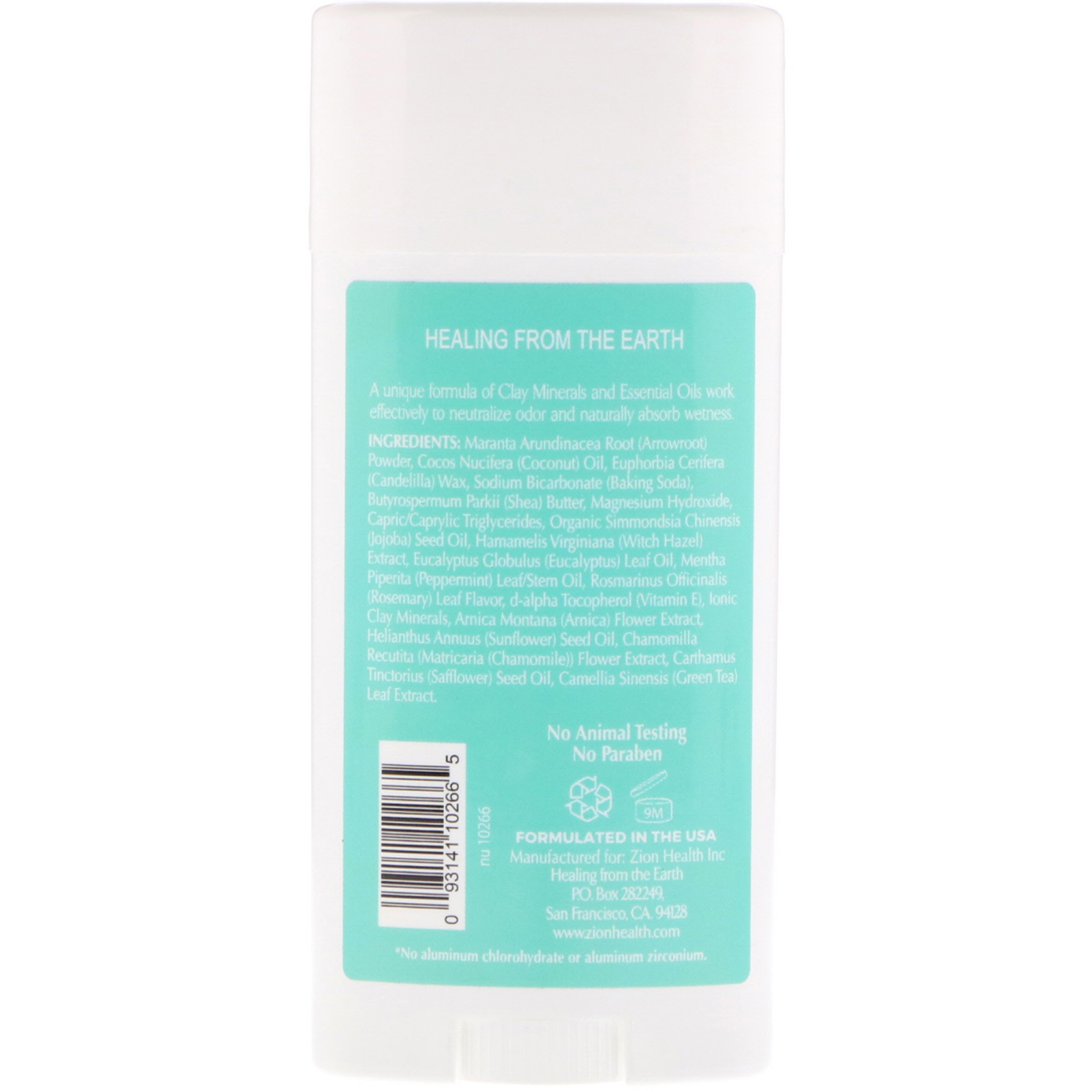 Zion Health, Forte, Desodorante ClayDry, Eucalipto e Menta, 2,8 oz (80 g) - Imagem 2