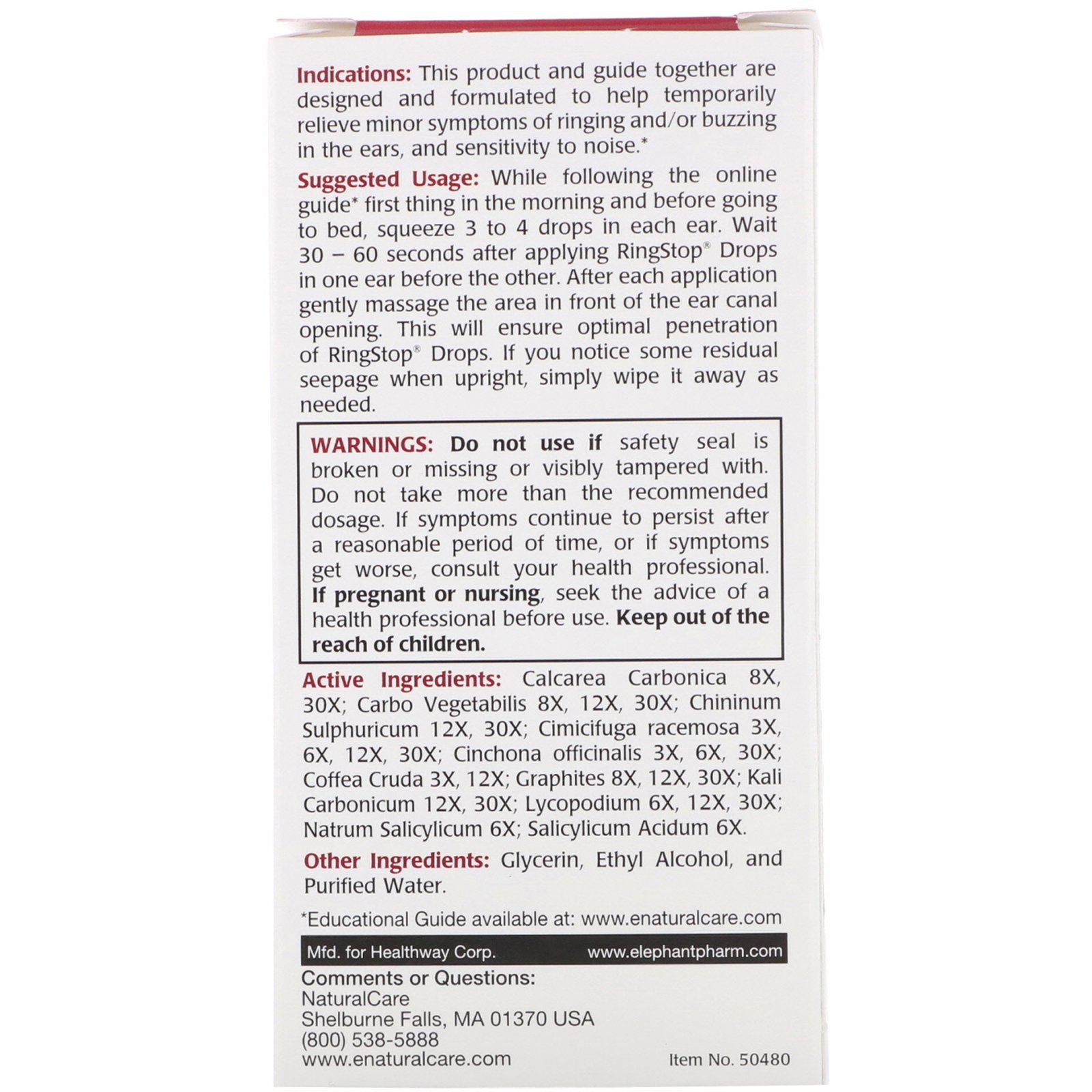 NaturalCare, Ring stop, gotas de ouvido, 0,5 fl oz (15 ml) - Imagem 2