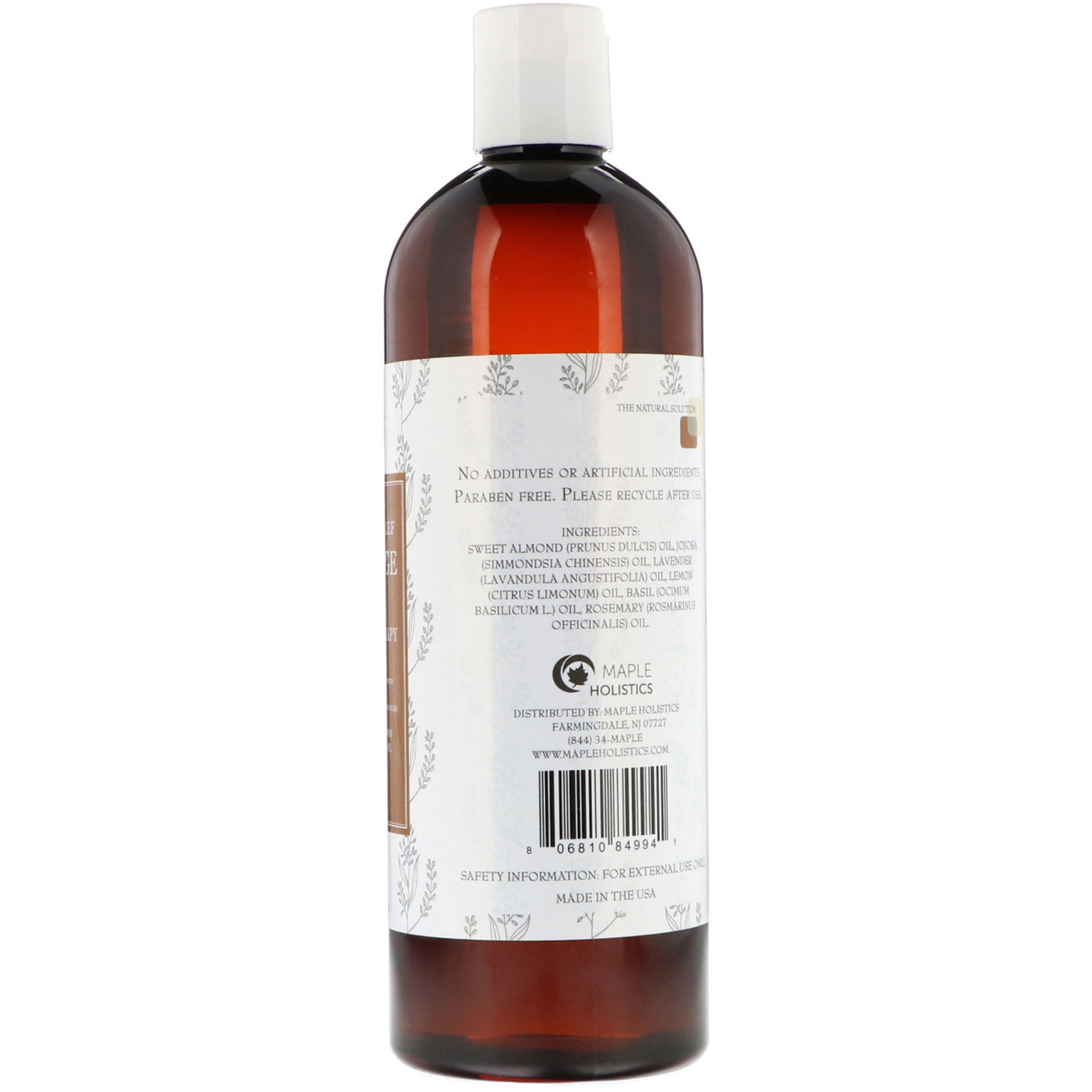 Maple Holistics, Muscle Relief Massage Oil, Aromatherapy, 16 oz (473 ml) - Imagem 2