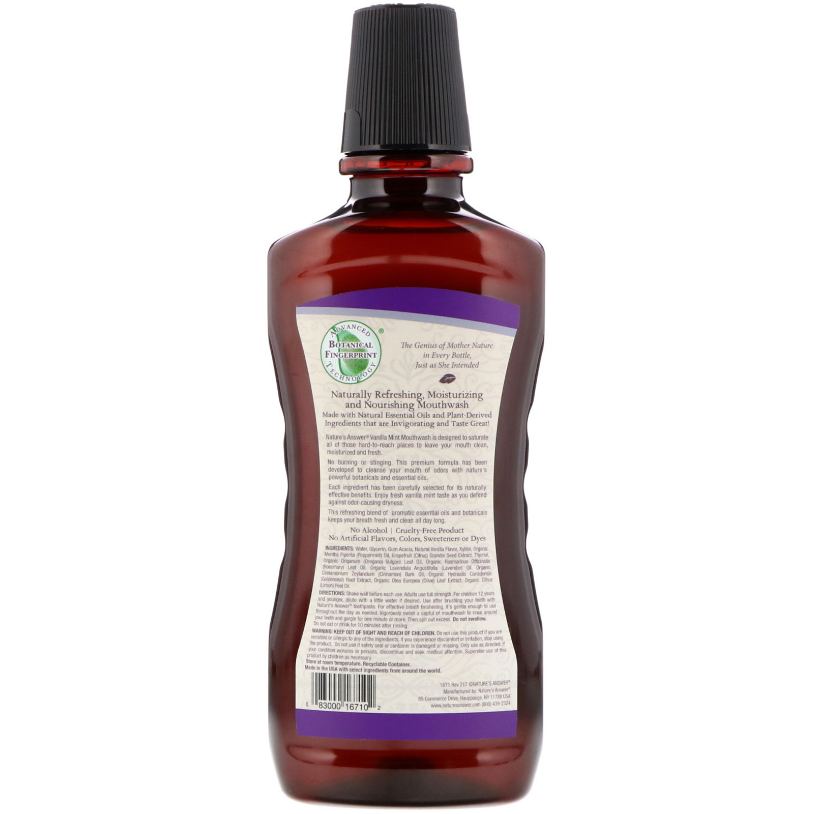 Nature's Answer, Enxaguante Bucal de Óleo Essencial, Baunilha e Menta, 16 fl oz (473 ml) - Imagem 2