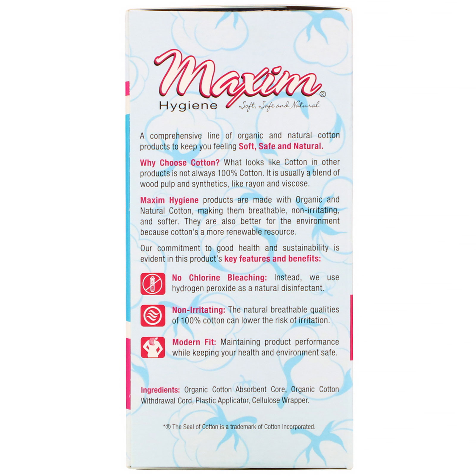 Maxim Hygiene Products, Organic Cotton Plastic Applicator Tampons, Multi-Pack, 14 Count - Imagem 2