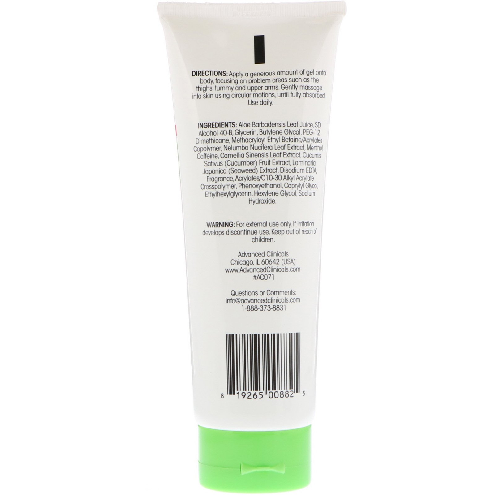 Advanced Clinicals, Gel de Contorno para Celulites, 8 fl oz (237 ml) - Imagem 2