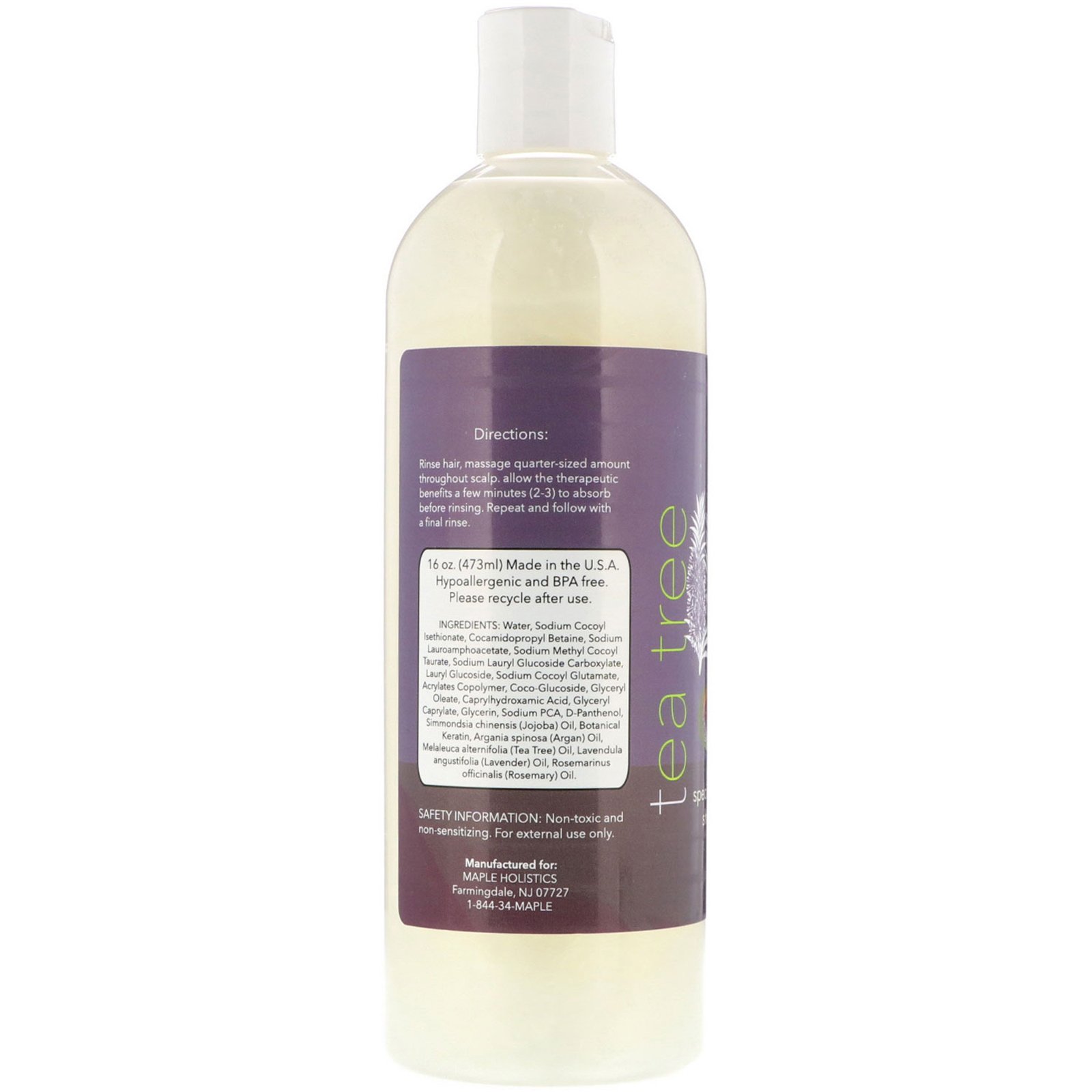 Maple Holistics, Tea Tree, Special Formula Shampoo, 16 oz (473 ml) - Imagem 2