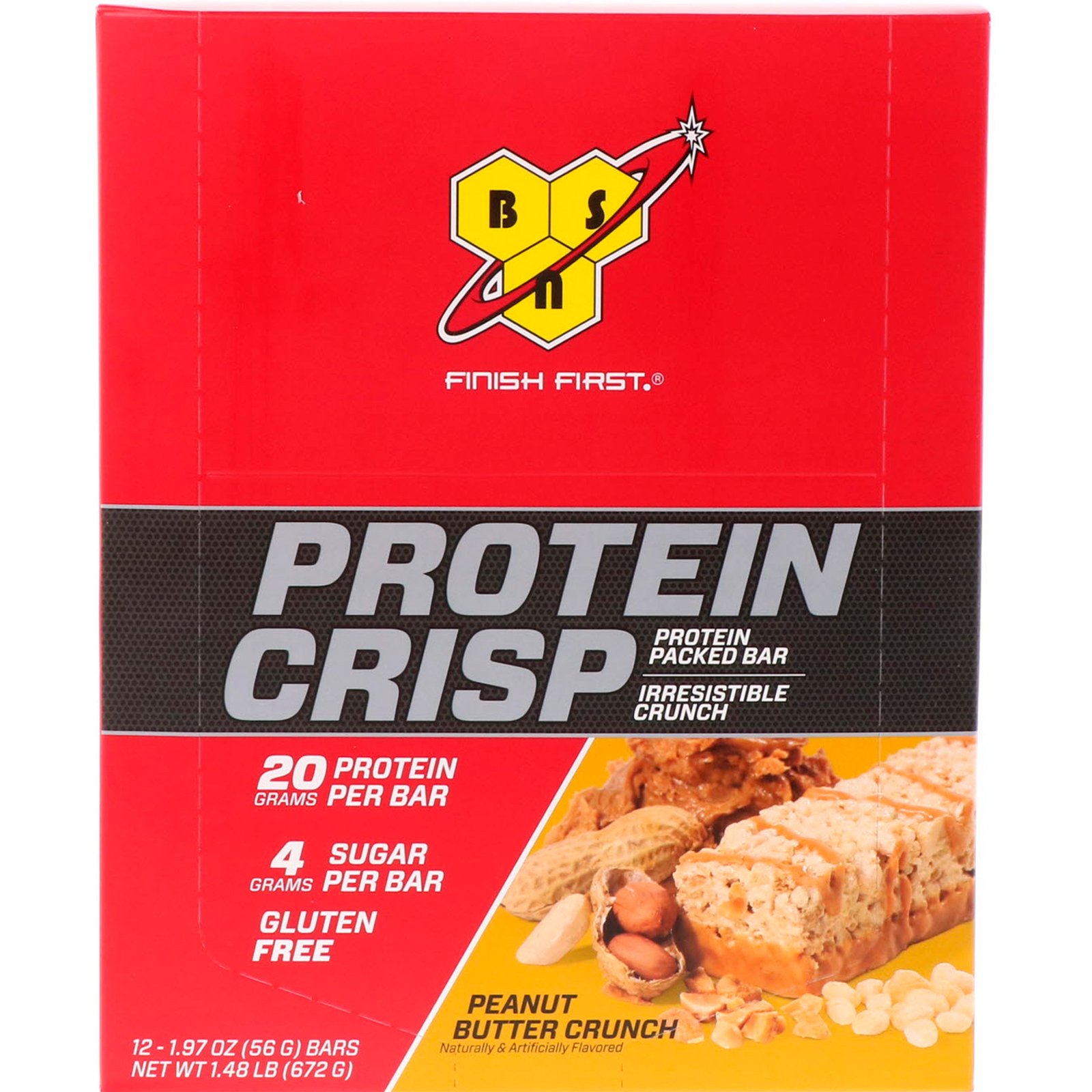 BSN, Protein Crisp, Sabor Manteiga de Amendoim Crocante, 12 Bares, 56 g (1,97 oz) Cada - Imagem 2