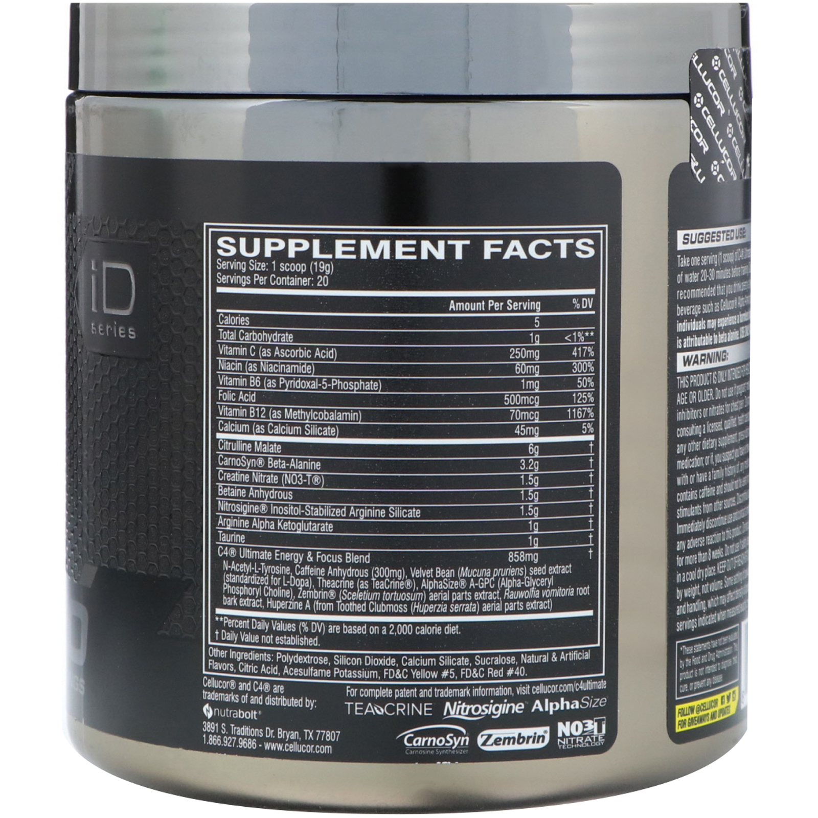 Cellucor, C4 Ultimate, Pré-Treino, Manga e Laranja, 380 g (13,4 oz) - Imagem 2