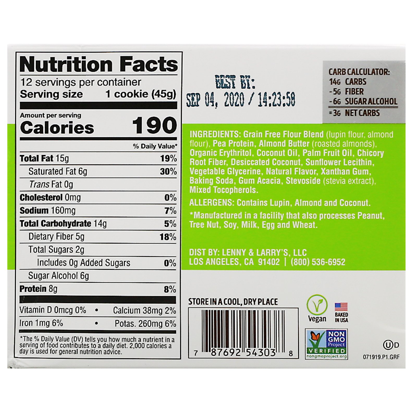 Lenny & Larry's, KETO COOKIE, Coconut, 12 Cookies, 1.6 oz (45 g) Each - Imagem 3