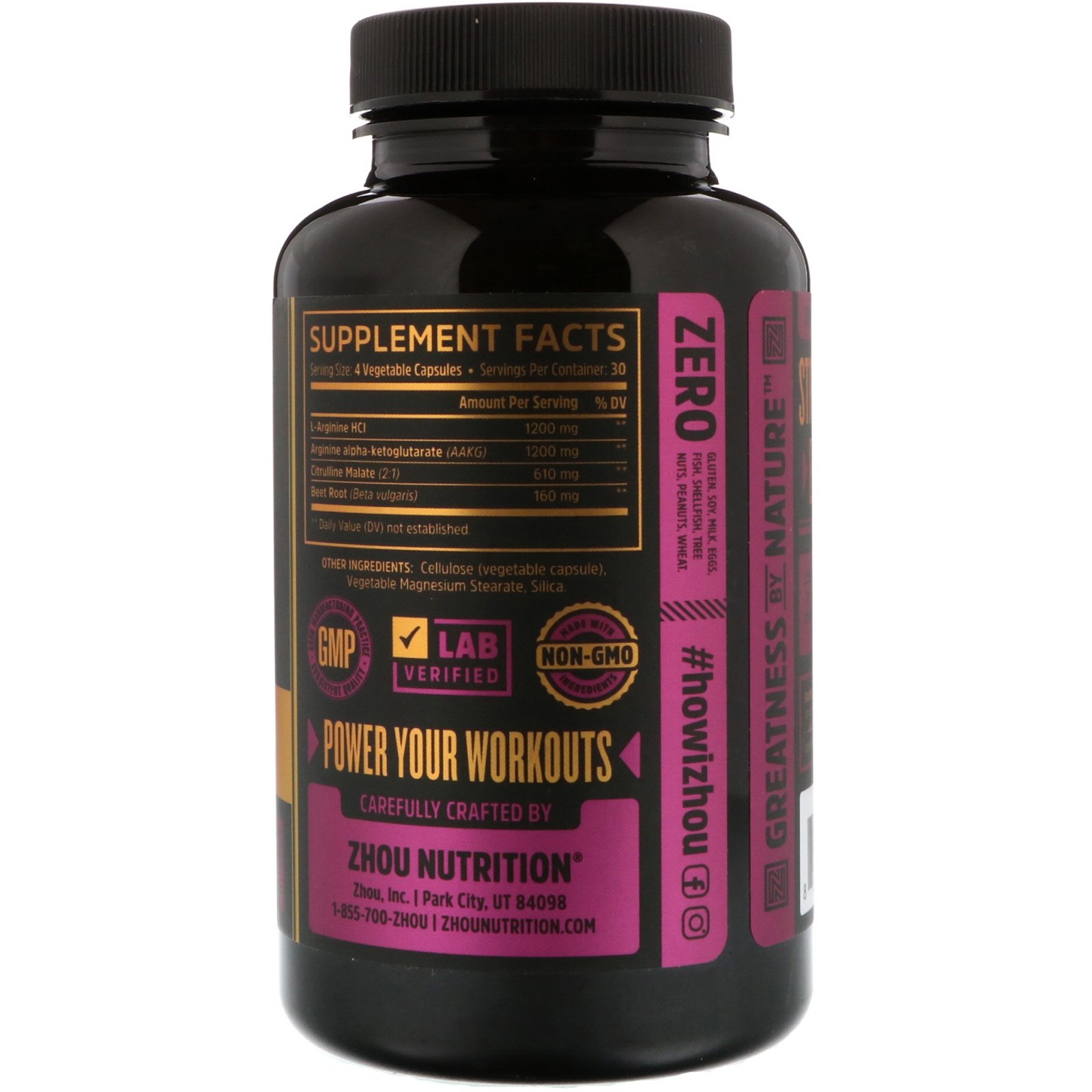 Zhou Nutrition, N.O. PRO With Beet Root, 120 Veggie Capsules - Imagem 2