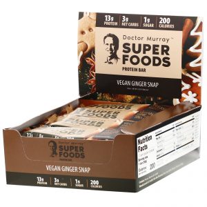 Comprar dr. Murray's, superfoods protein bars, vegan ginger snap, 12 bars, 2. 05 oz (58 g) each preço no brasil barras barras de proteína suplementos de musculação suplemento importado loja 15 online promoção -