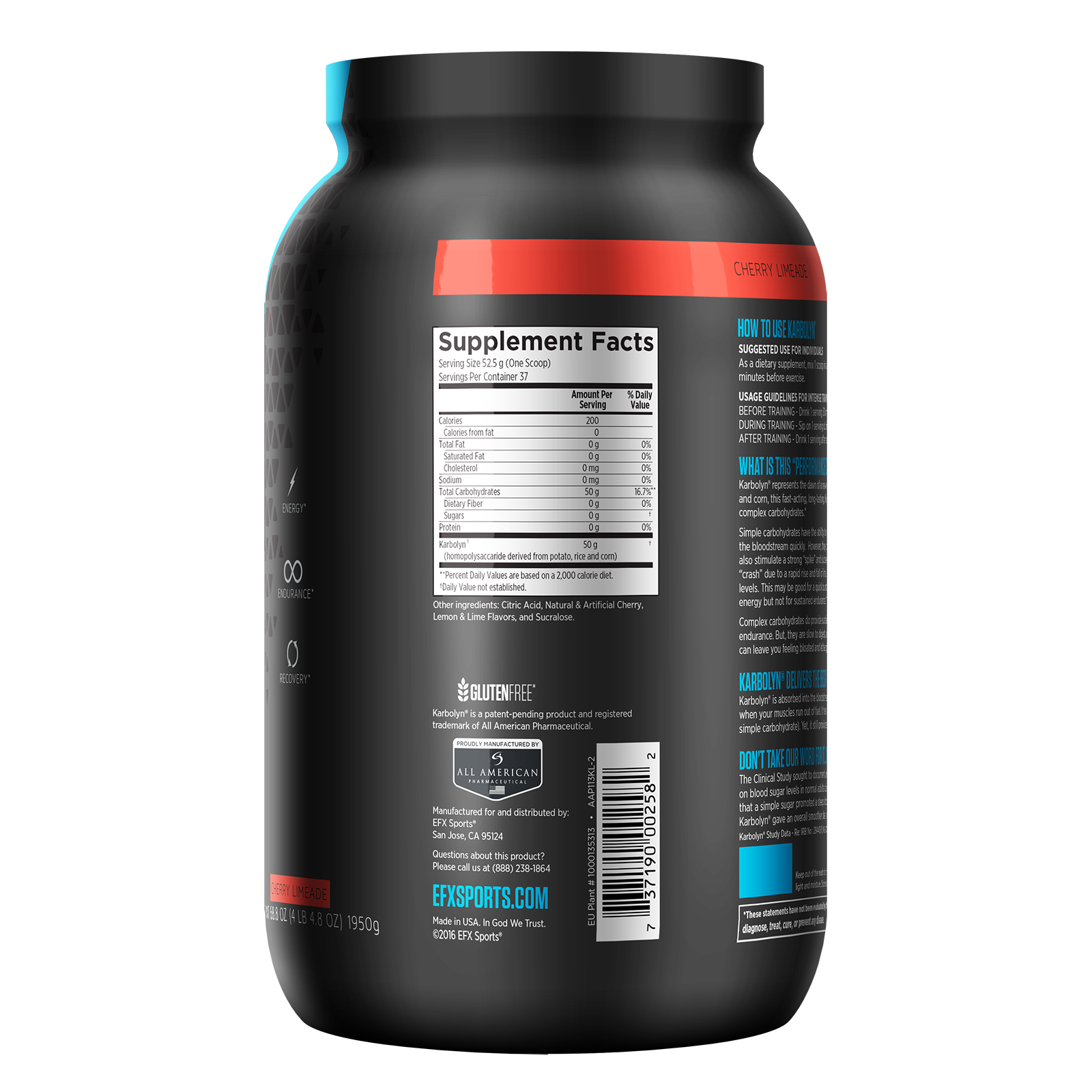 EFX Sports, Karbolyn Fuel, Cherry Limeade, 4 lbs (1950 g) - Imagem 3
