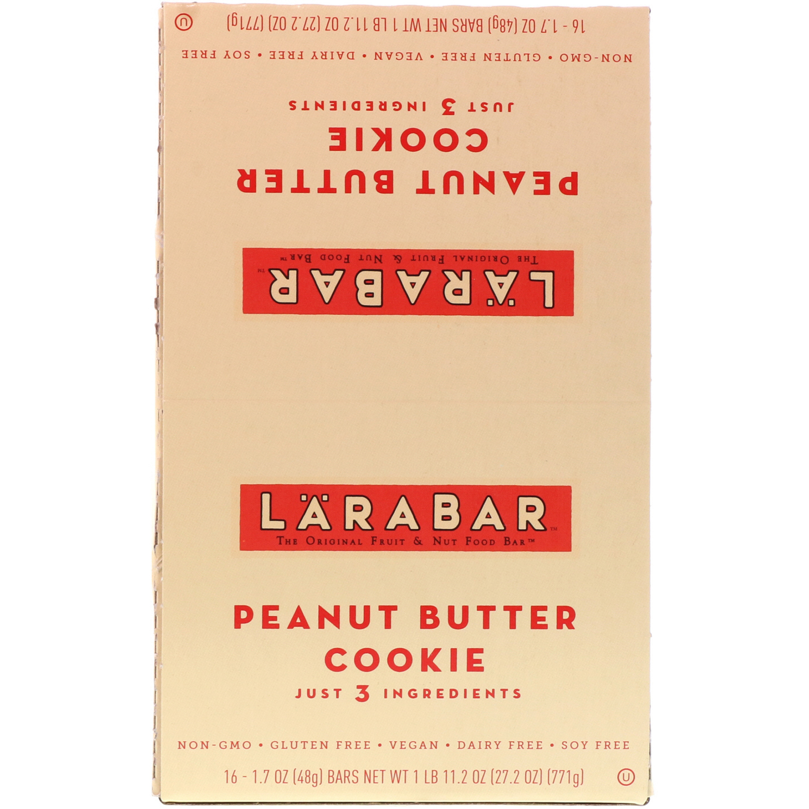 Larabar, The Original Fruit & Nut Food Bar, Peanut Butter Cookie, 16 Bars, 1.7 oz (48 g) Each - Imagem 2