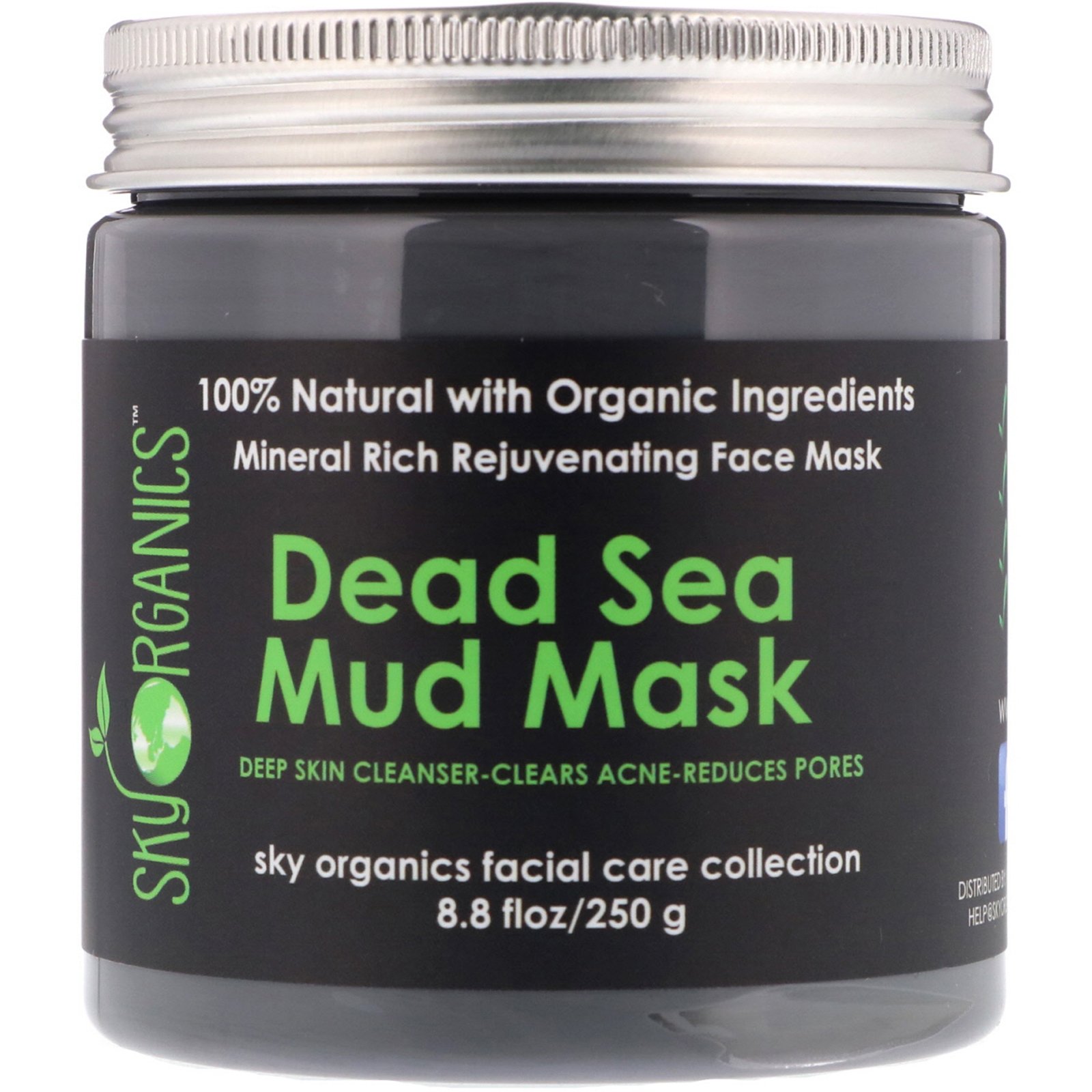 Sky Organics, Máscara de Lama do Mar Morto, 250 g (8,8 fl oz)