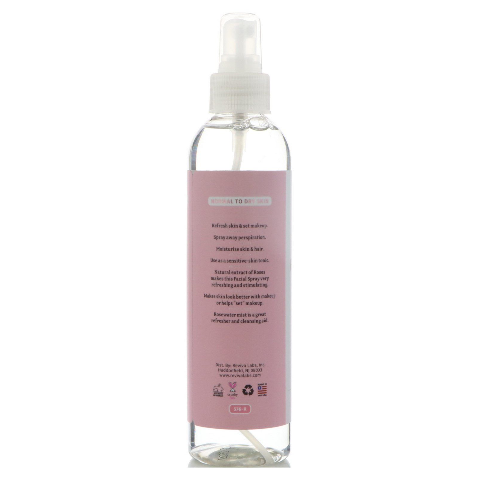 Reviva Labs, Pulverizador facial de Água de rosas, 8 onças (236 ml) - Imagem 3