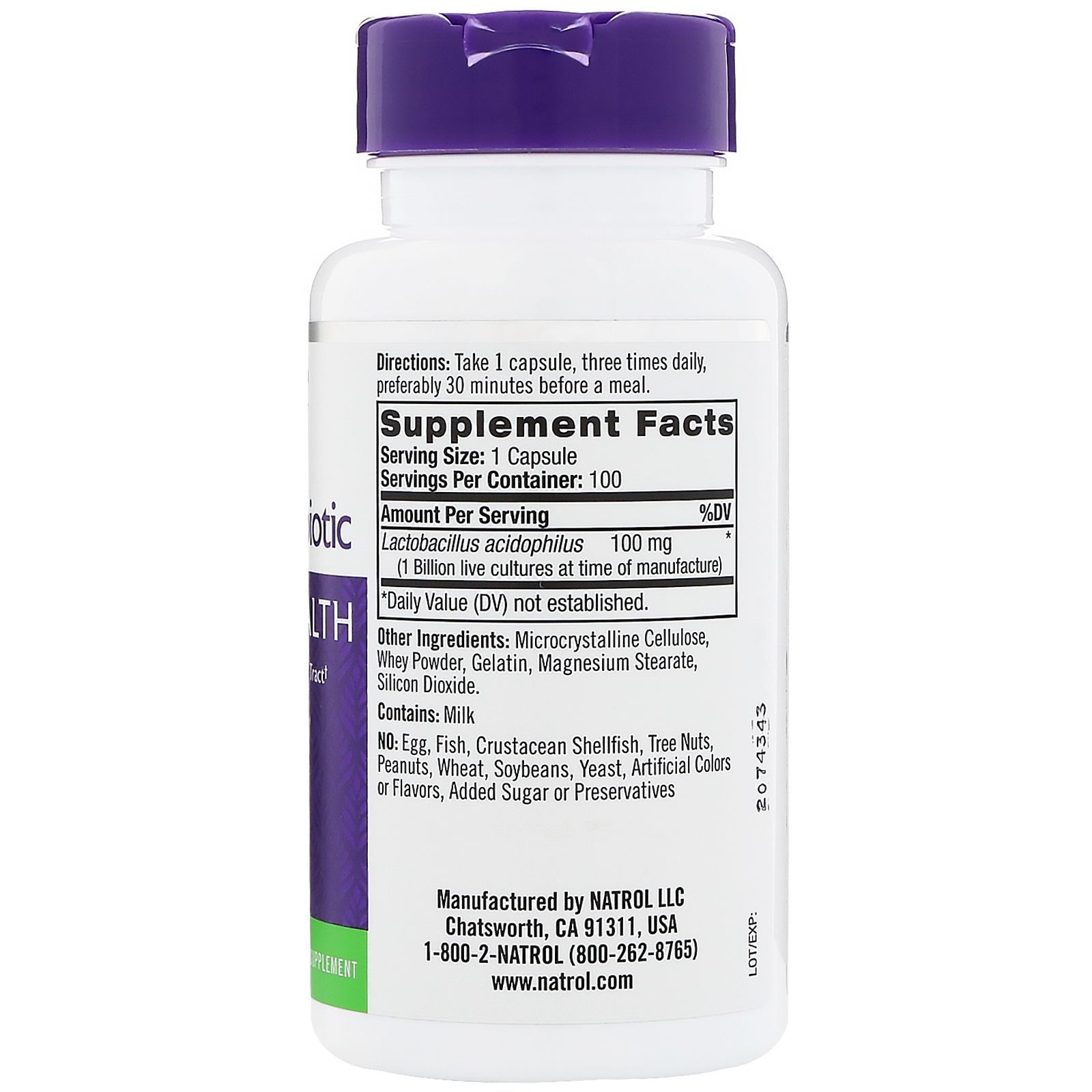Natrol Acidophilus Probiotic - 100 Mg - 100 Capsules - Imagem 2
