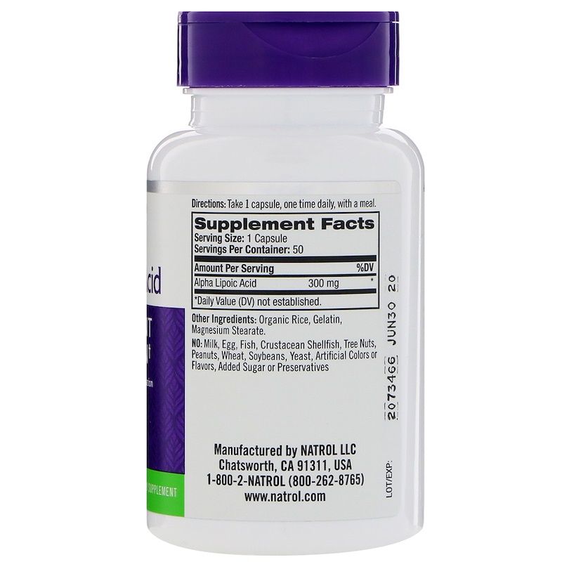 Natrol Alpha Lipoic Acid - 300 Mg - 50 Capsules - Imagem 2