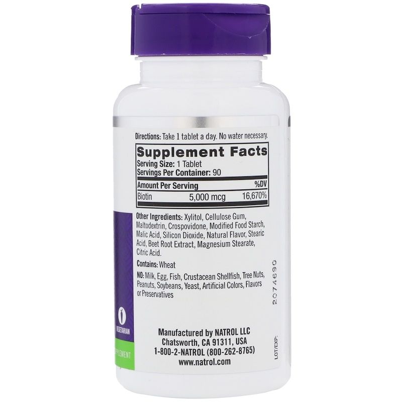 Natrol Biotin - Fast Dissolve - Strawberry - 5000 Mcg - 90 Tablets - Imagem 2