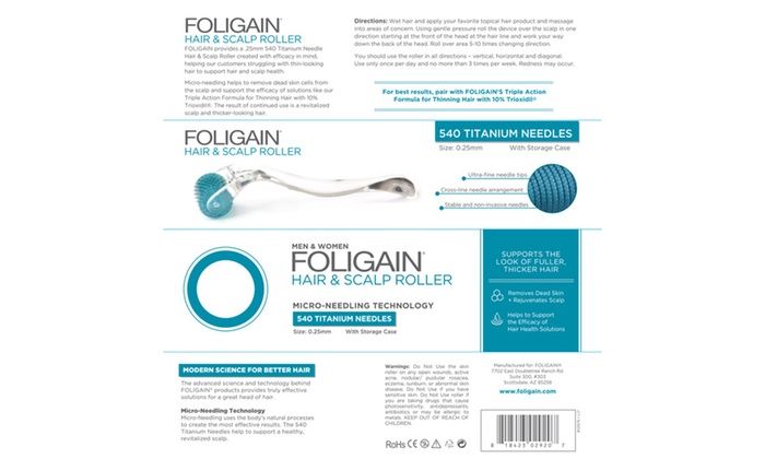 FOLIGAIN® Hair & Scalp Roller with 540 Titanium Needles - Imagem 2