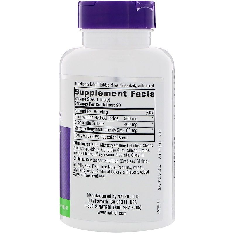 Natrol Glucosamine Chondroitin And Msm - 90 Tablets - Imagem 2
