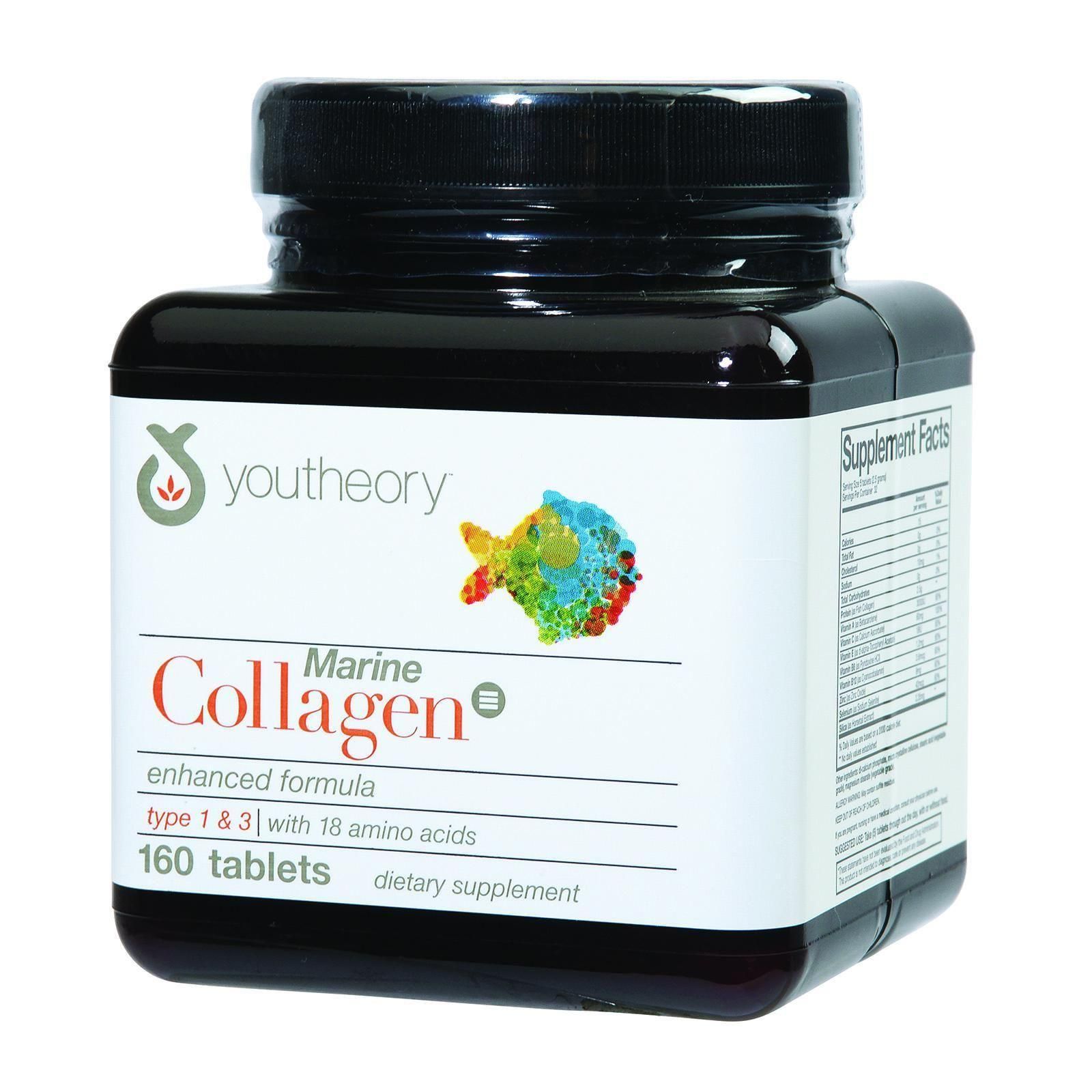 Youtheory Marine Collagen - Type 1 And 3 - Advanced Formula - 160 Tablets
