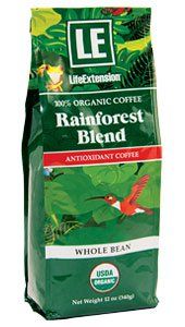 Life Extension Rainforest Blend Whole Bean Coffee - 12 oz (340 g)