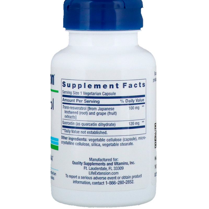 Life Extension Resveratrol - 100 mg, 60 vegetarian capsules - Imagem 2