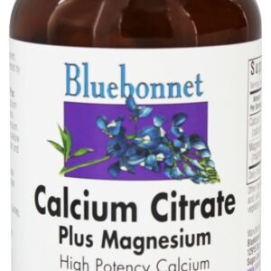 Citrato de cálcio mais alta potência de magnésio - 180 Cápsulas Bluebonnet Nutrition