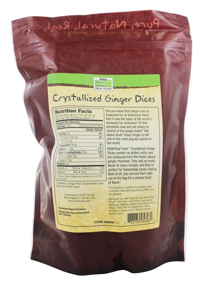 Dices de Gengibre Cristalizado - 16 oz. NOW Foods - Imagem 2