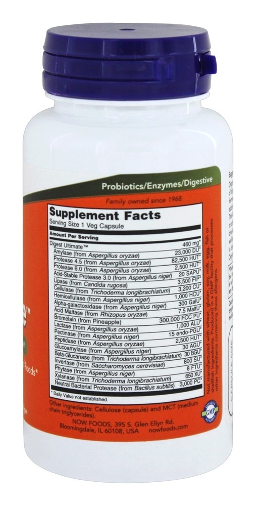 Digerir Platina Saudável Digestão Apoiar - Cápsulas vegetarianas 60 NOW Foods - Imagem 2
