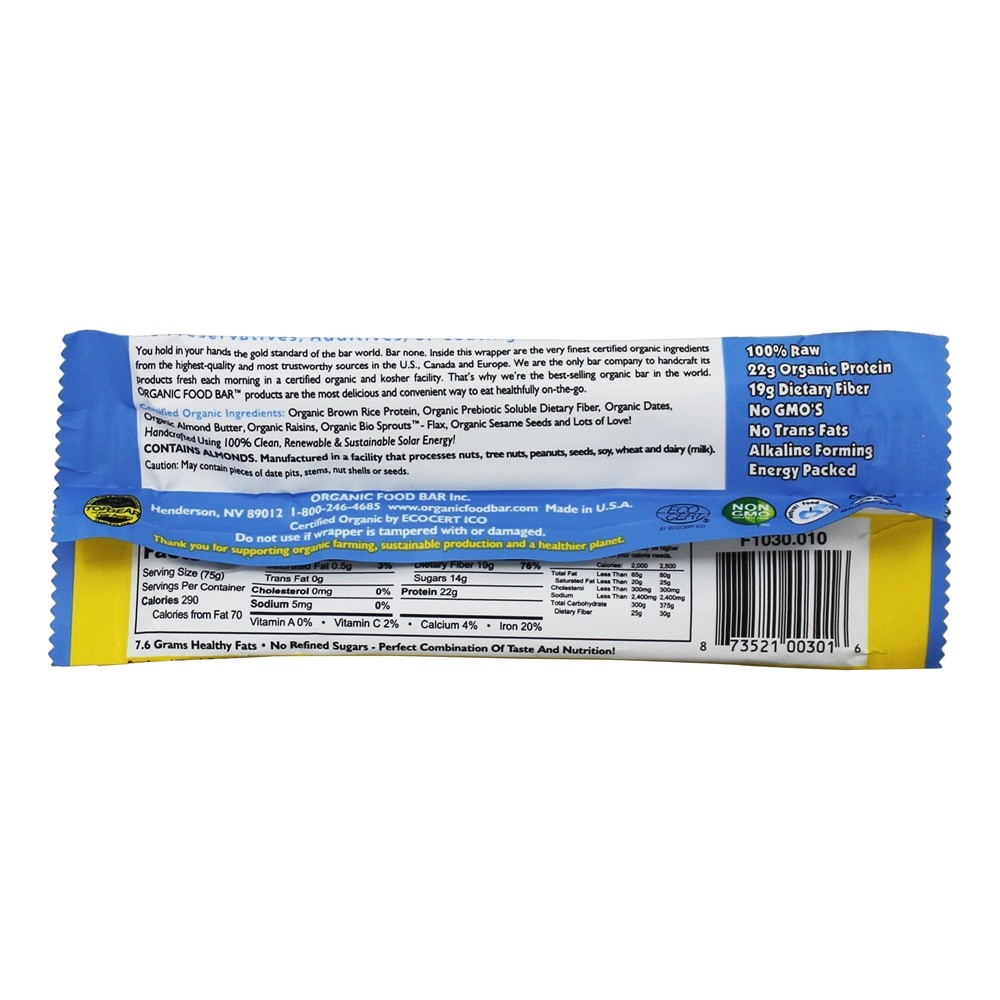 Proteína - 2.65 oz. Organic Food Bar - Imagem 2