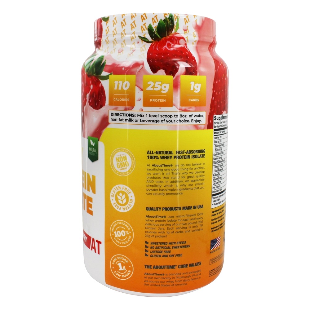 Morango Isolada de Proteína Whey - 2 lbs. About Time - Imagem 3