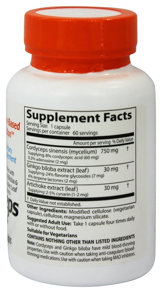 Extremista Cordycep Mais 750 mg. - Cápsulas vegetarianas 60 Doctor's Best - Imagem 2