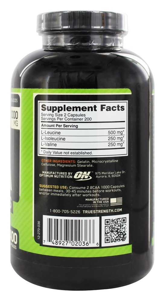 BCAA 1000 Caps Tamanho Mega 1000 mg. - Cápsulas 400 Optimum Nutrition - Imagem 2