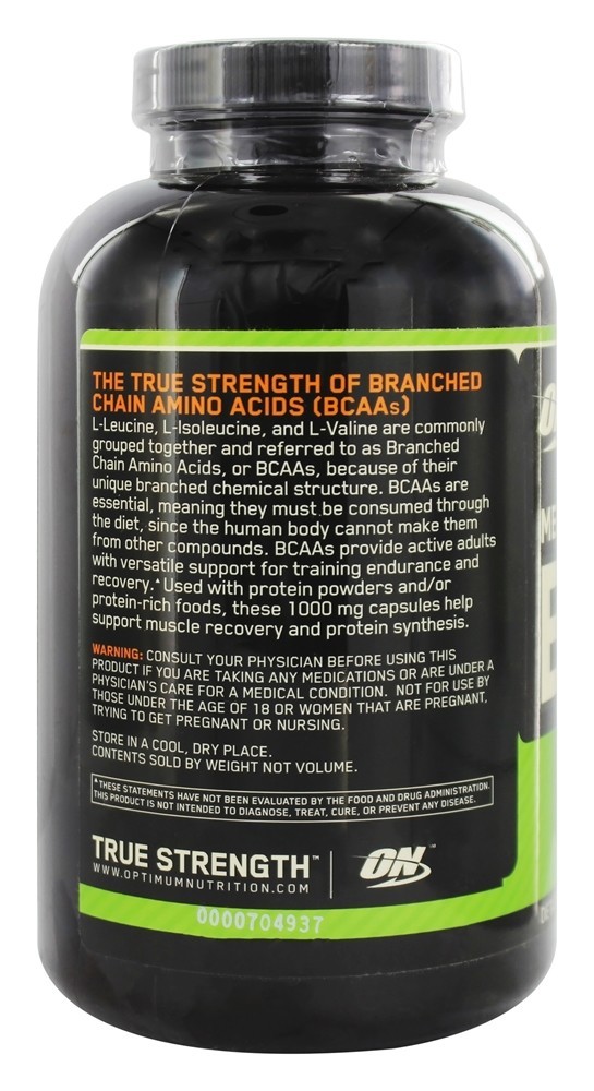 BCAA 1000 Caps Tamanho Mega 1000 mg. - Cápsulas 400 Optimum Nutrition - Imagem 3