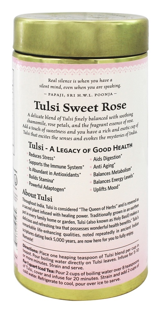 Tulsi Solto Folha Chá Doce Rosa - 3.5 oz. Organic India - Imagem 3