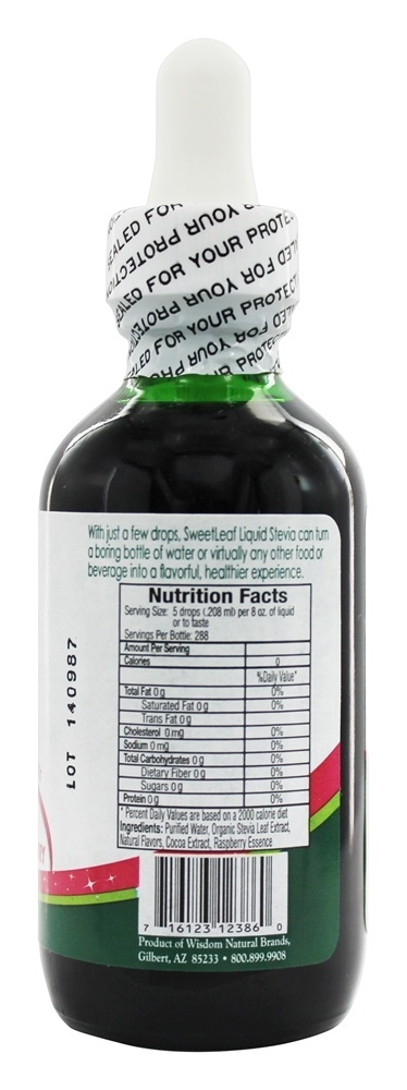 Framboesa de chocolate doce Stevia líquido de gotas - 2 fl. oz. SweetLeaf - Imagem 2