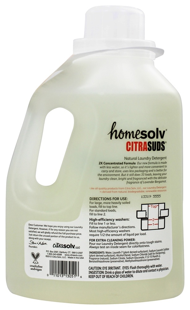 Casa Solv Citrasud 2x Concentrar Líquido Lavanderia Detergente 35-50 Cargas Lavanda Bergamota - 50 fl. oz. Citra Solv - Imagem 2