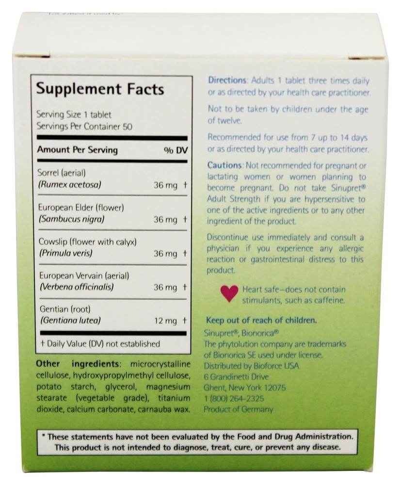 Sinupret Sinus + Imune Support Força do adulto - 50 Tablets Bionorica - Imagem 2