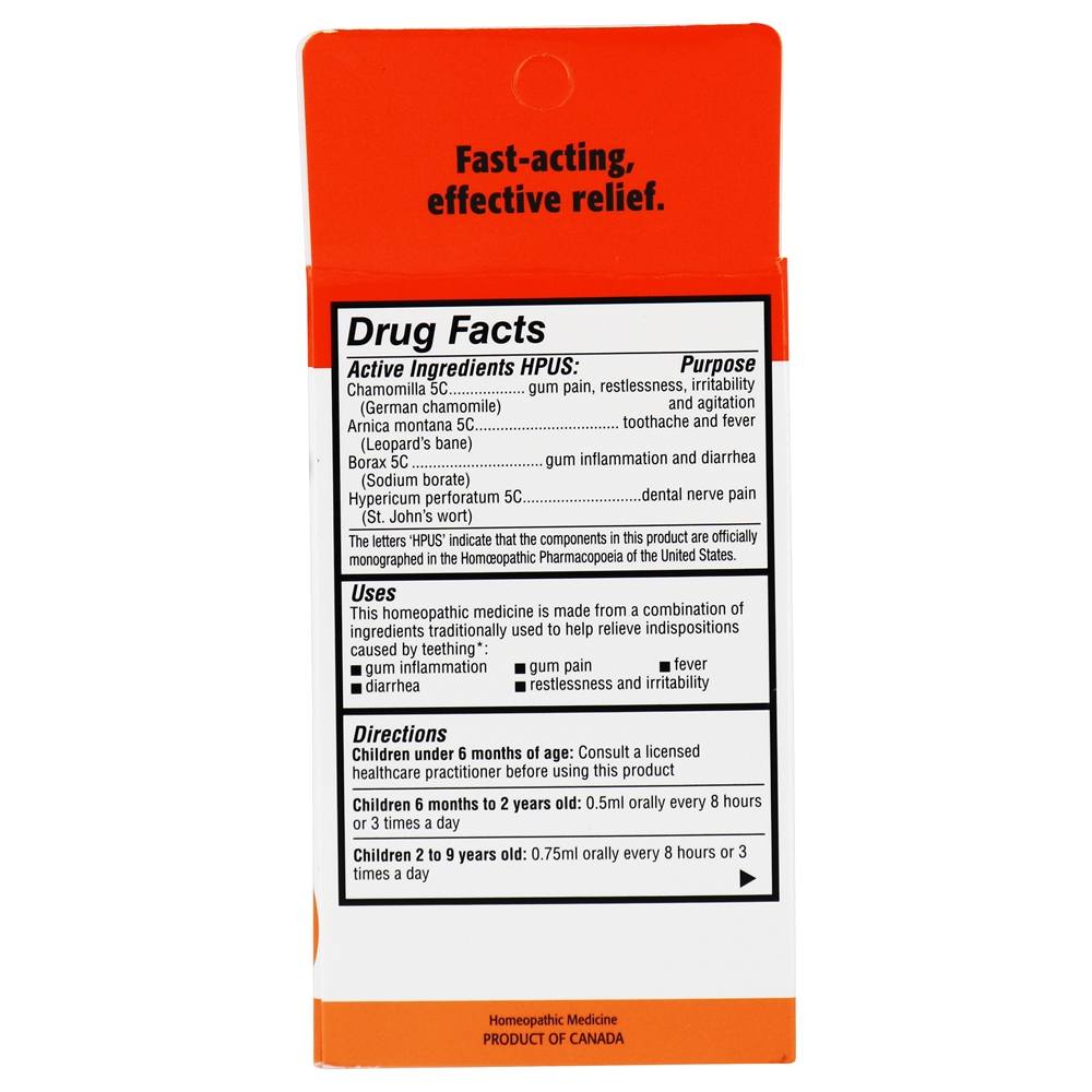 Líquido Oral de Alívio para Crianças para Crianças 0 - 9 Yrs Sabor Laranja - 0.85 fl. oz. Homeolab USA - Imagem 3