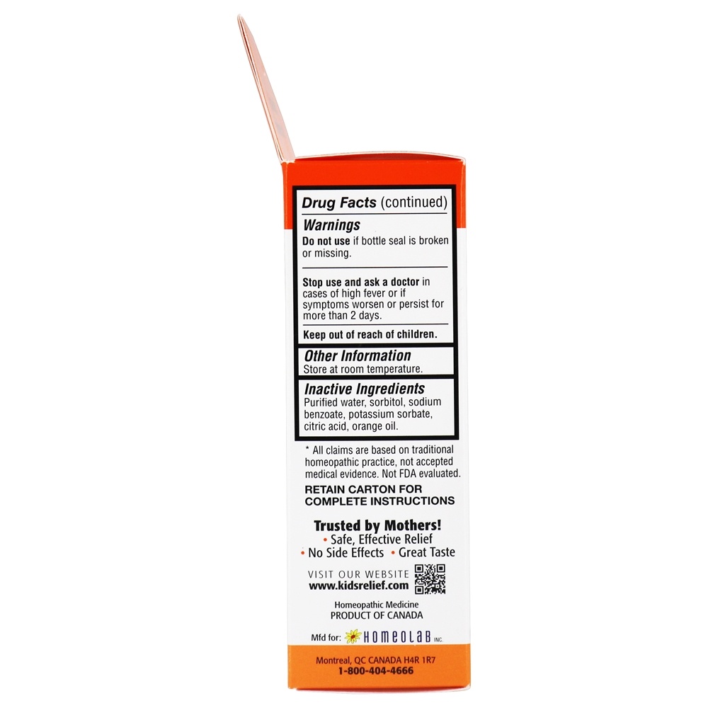 Líquido Oral de Alívio para Crianças para Crianças 0 - 9 Yrs Sabor Laranja - 0.85 fl. oz. Homeolab USA - Imagem 4