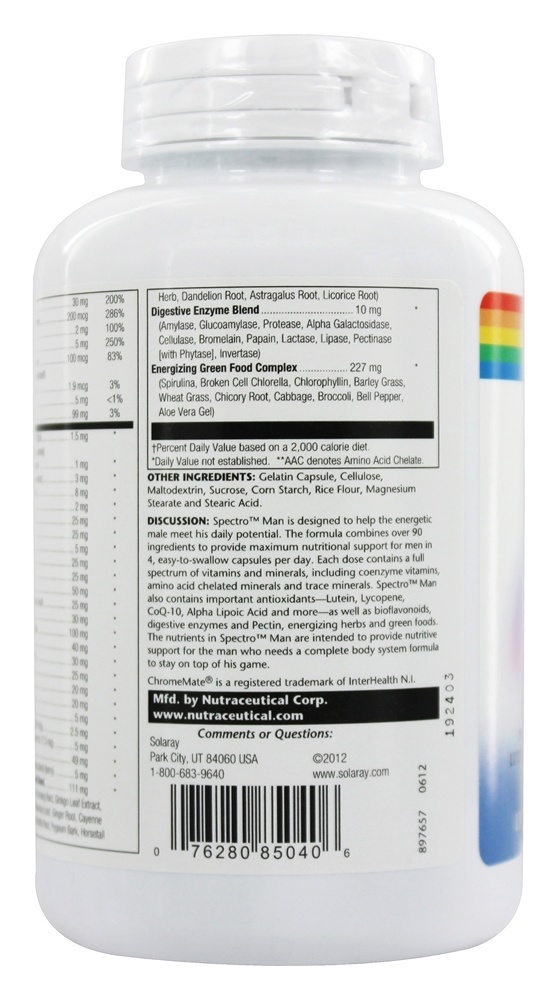 Spectro Man Multivitamínico Para Homens - Cápsulas 120 Solaray - Imagem 4