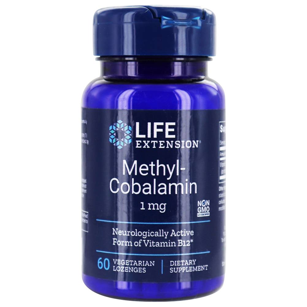 Sabor de baunilha e metilcobalamina 1 mg . - 60 Pastilhas vegetarianas Life Extension
