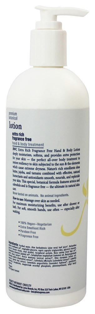 Loção Mão & Corpo Tratamento Extra Rico Fragrância Livre - 16 fl. oz. Beauty Without Cruelty - Imagem 2