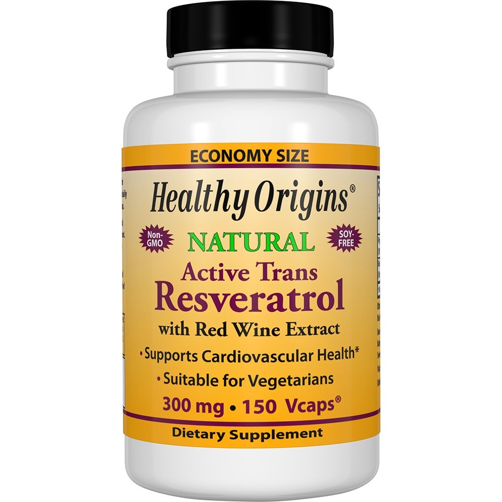 Resveratrol com Extrato de Vinho Tinto 300 mg. - Cápsulas vegetarianas 150 Healthy Origins