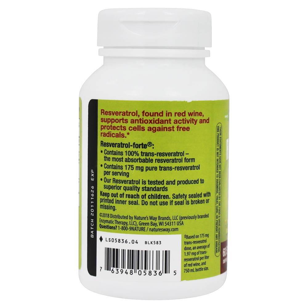 Alta potência do Resveratrol Forte 175 mg . - 60 Softgels Nature's Way - Imagem 3