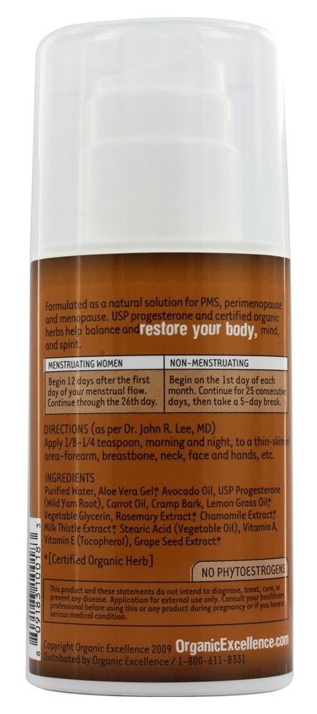 Balance Terapia Bio-Idênica Progesterona Creme Bomba Sem Fragrância - 3 oz. Organic Excellence - Imagem 2