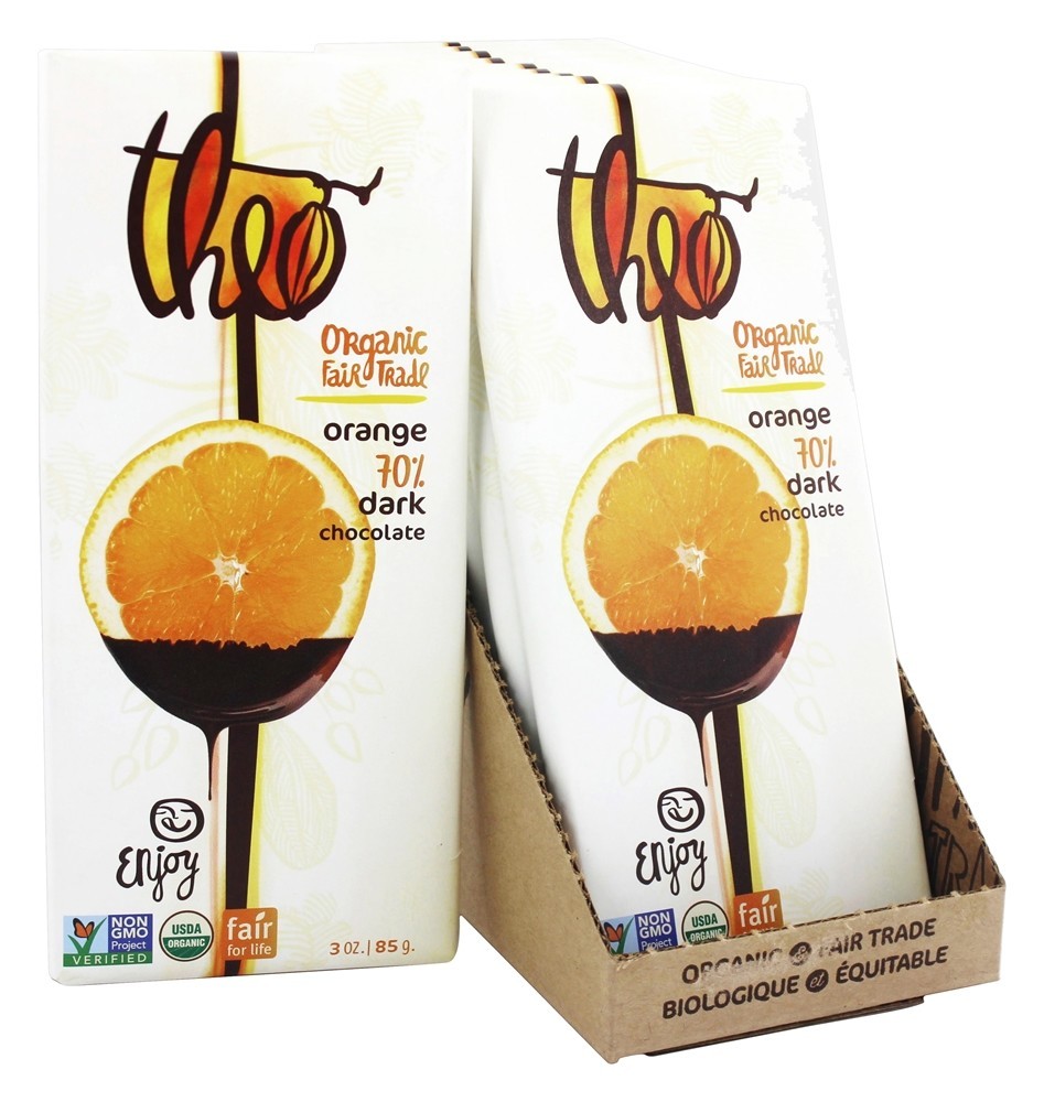 Orgânico & Feira Comércio 70% Escuro Chocolate Bar Laranja - 3 oz. Theo Chocolate - Imagem 3