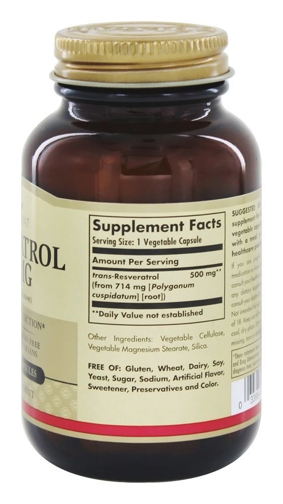 Resveratrol 500 mg. - Cápsulas vegetarianas 30 Solgar - Imagem 2